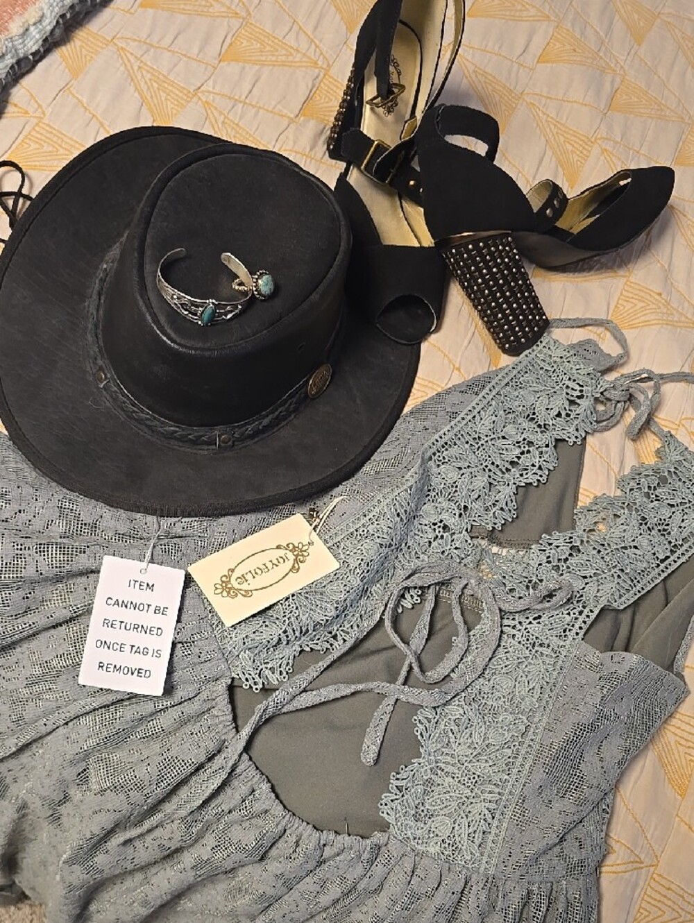 Joyfolie - Marline Dress In Sage ("Neutral Green"), Lace High-Low Dress NWT - Picture 8 of 9